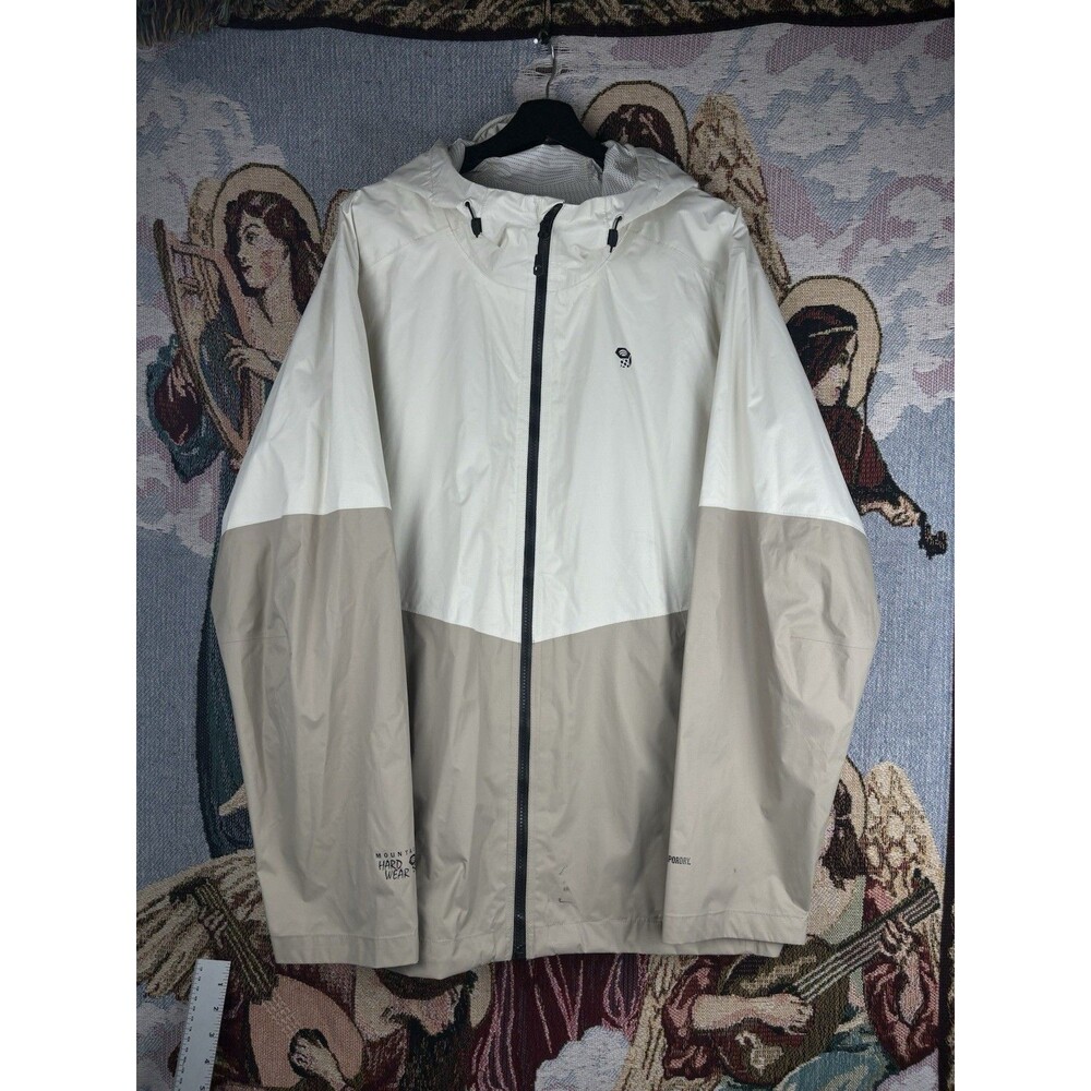 Mountain Hardwear Exponent Jacket Mens XXL 2XL White Cream VaporDry Vented Hood
